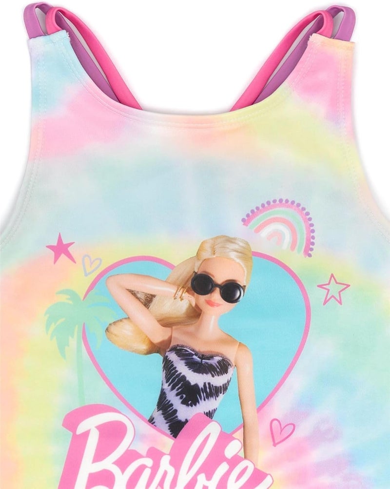 Barbie Swimsuit Girls Kids Doll Logo Tie Dye Swimming Costume - Image 5